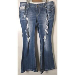 Short & Sexy Series Arlene Bootcut Jeans Womens Size 16 Distressed Stretch Lace
